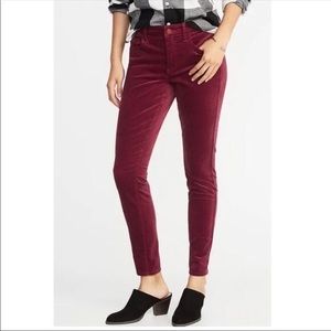 Mid-Rise Rockstar Velvet Garnet Pants (Old Navy)